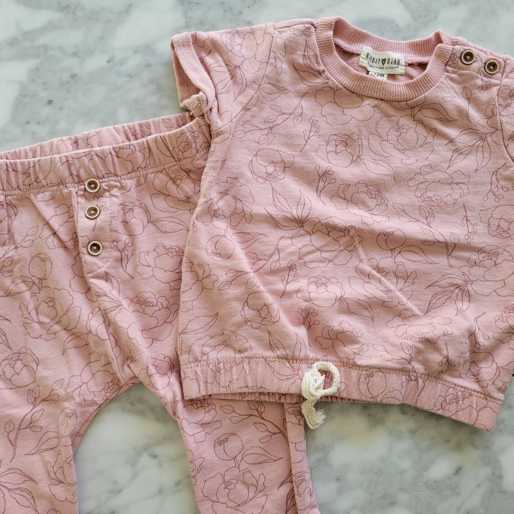 Pink Floral Baby Outfit